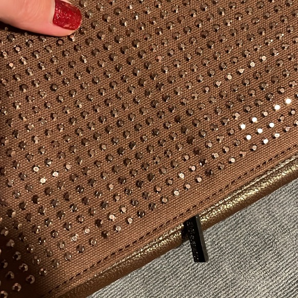 NWOT BCBGeneration Shimmer Brown Clutch Foldover - Picture 5 of 7